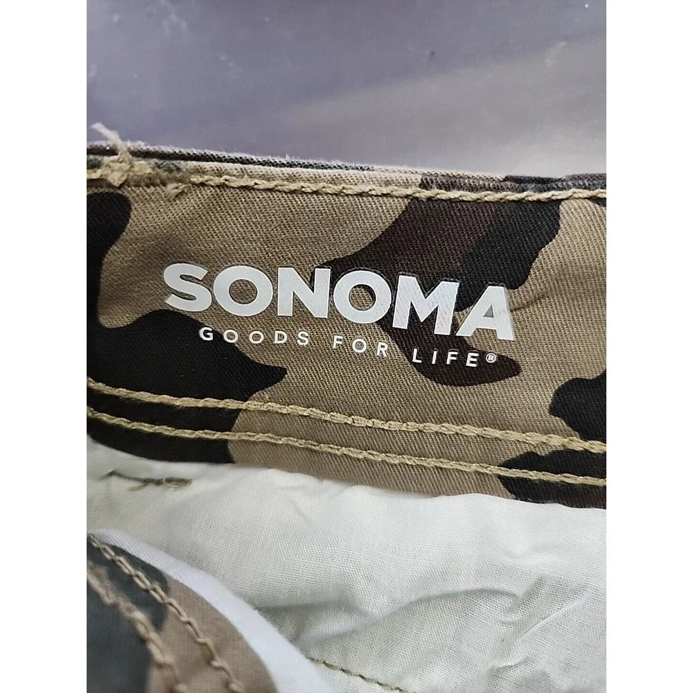 Sonoma Everyday Cargo Chino Shorts Mens 29 Camo Cotton Stretch NEW_2